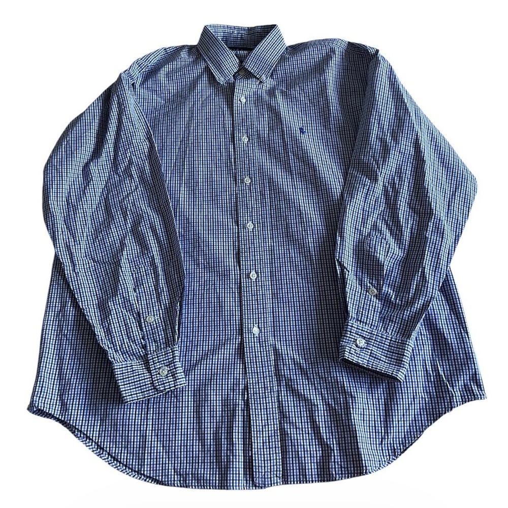 Ralph Lauren Shirt Mens Large Blake Long Sleeve Button Down Blue White Checked